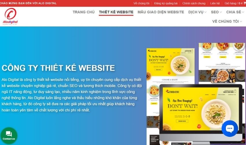 thiết kế website nhà hàng tại Alo Digital
